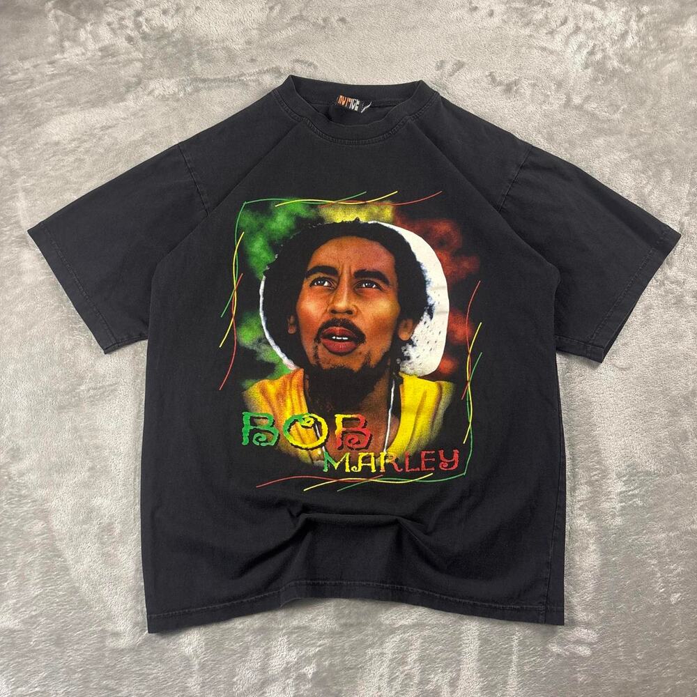 Hot Ice Bob Marley Double-Sided Graphic T-Shirt Men’s XL Black Reggae Tee